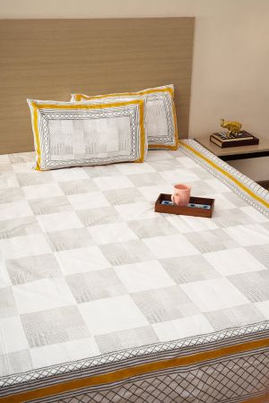 Rohat Block Print Double Bedsheet With Pillow Covers